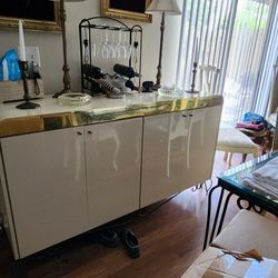 Buffet Table  Brass And Formica 