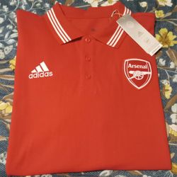 100% AUTHENTIC Men's Adidas Red DNA Arsenal Polo Shirt Size Large NWT $40