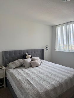 Wingback grey bed frame