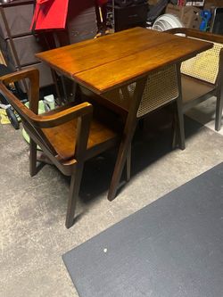 Nice wicker and Wood and Cane Desk with Chair