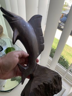 Wood carved marlin
