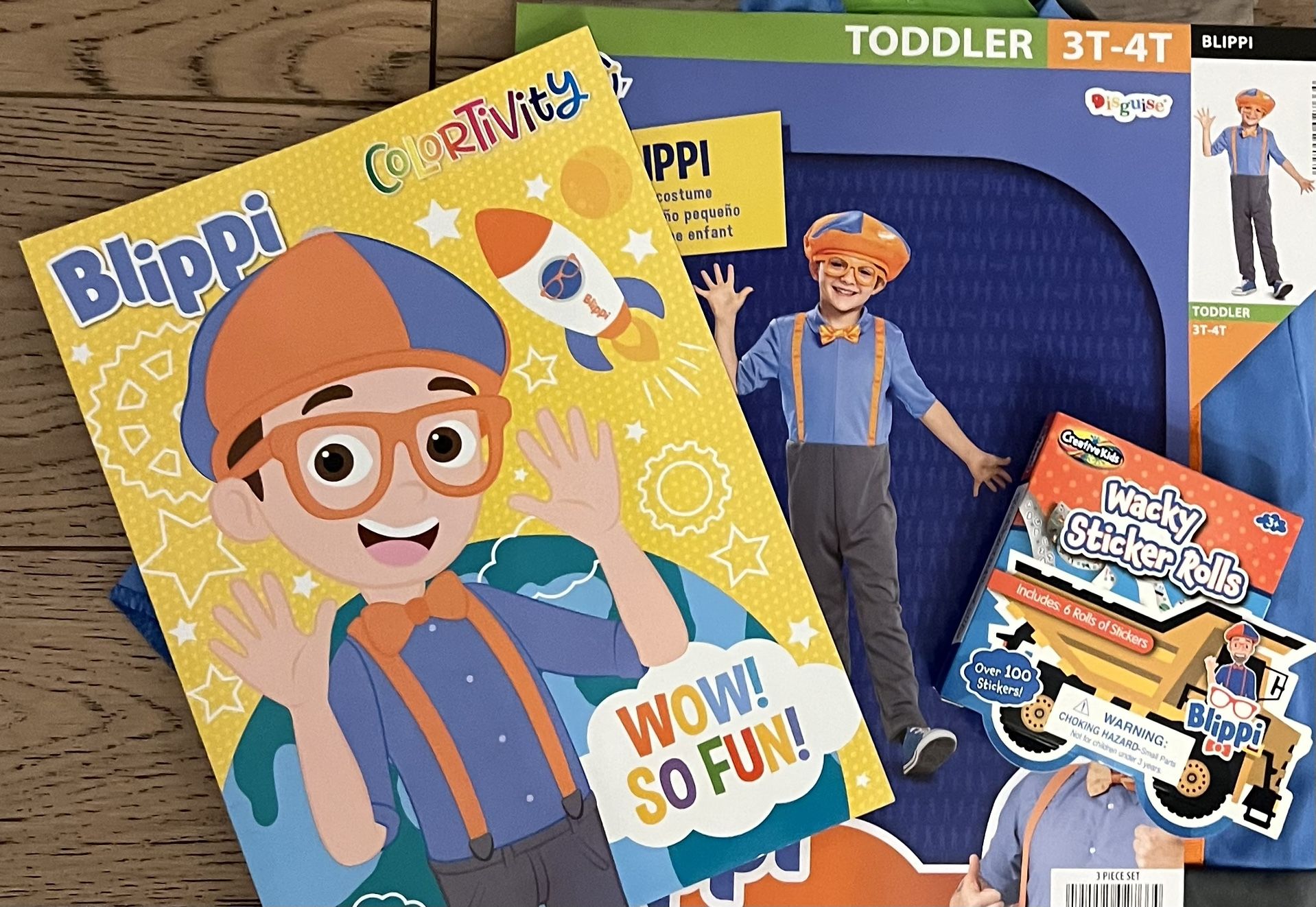 Blippi Halloween Costume 3T-4T, Coloring Book And Stickers