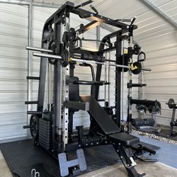 Smith Machine 300 | Adjustable Bench | 245lb Cast Iron Olympic Weights | 7ft Olympic Bar | Fitness | Gym Equipment | FREE DELIVERY/INSTALLTION 🚚 