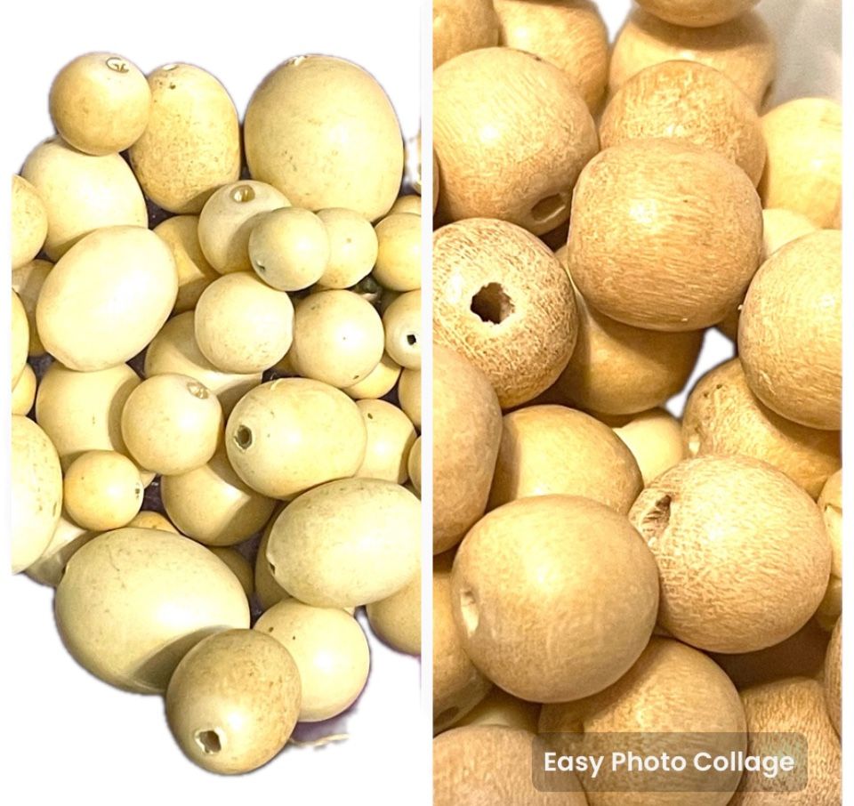 144 Lot Of Various Blonde Wooden Beads