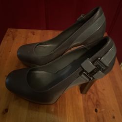 Gray Leather Heels