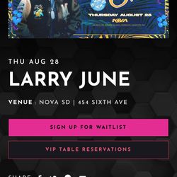 Larry June Nova SD ticket Aug28th