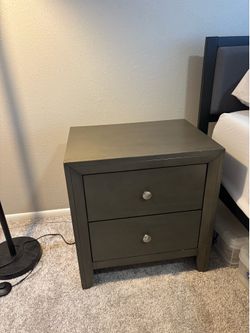 Gray 2-Drawer Nightstand / Bedside Table