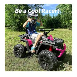 Kids ATV 4 Wheeler, 24V Ride On Toy Car for Big Kids with 400W Motor, 2 Seater - Pink 