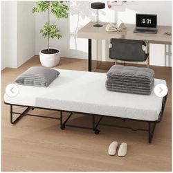 Costway Black Twin Size Folding Bed 38" x 75" Rollaway Bed Portable Sleeper Bed