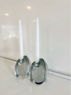 Vintage Mikasa Heavy Crystal Candle Holders- Pair