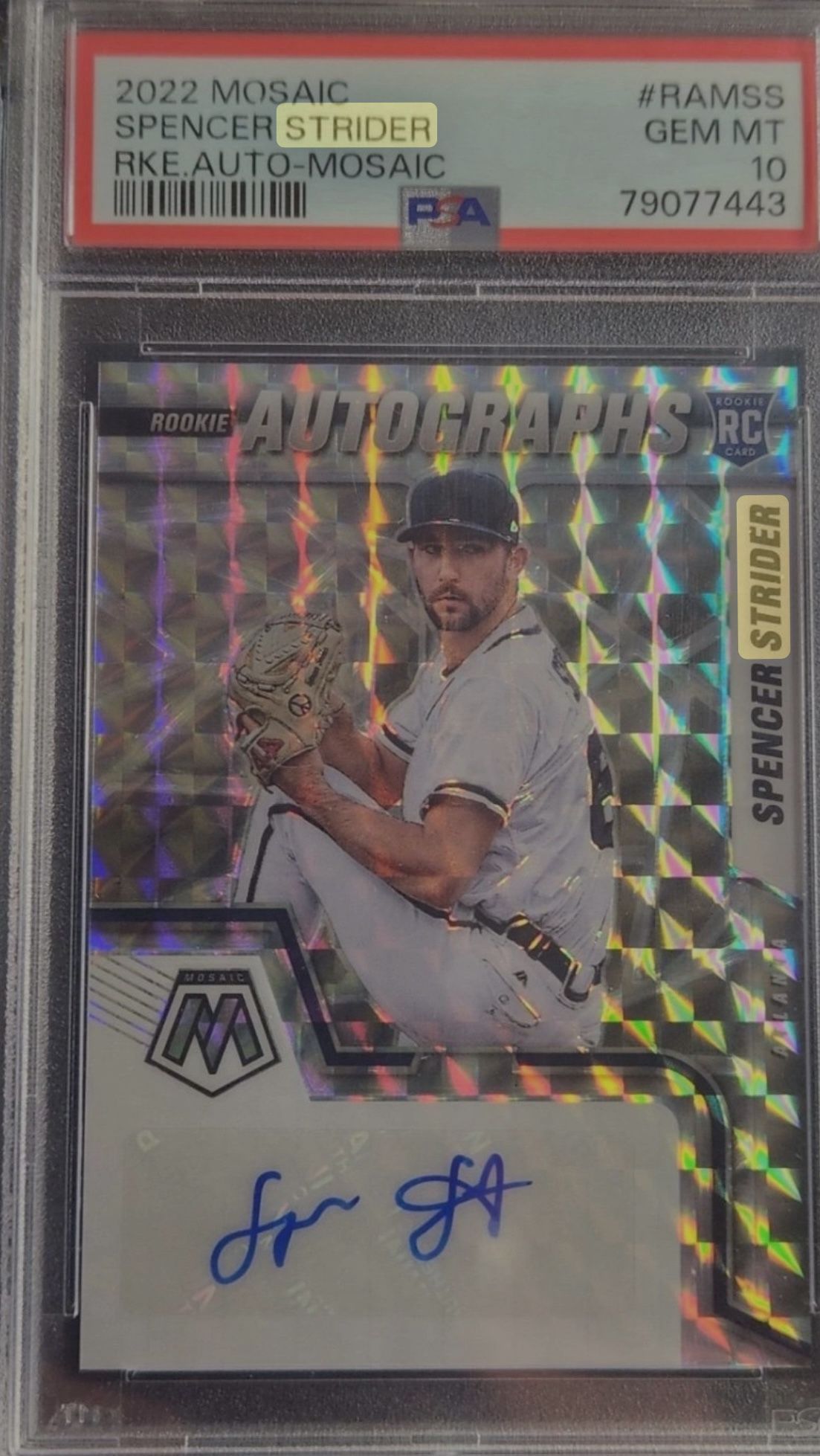 2022 PANINI MOSAIC SPENCER STRIDER ROOKIE AUTOGRAPH AUTO BRAVES PSA 10