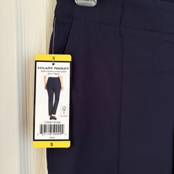 New Hilary Radley Full-Length Pull-On Pants TUMMY CONTROL Navy Blue Stretch SCH