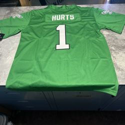 NWT Youth Large Philadelphia Eagles Jalen Hurts Throwback Kelly Green Jersey.