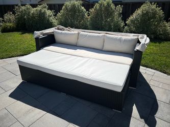 Wayfair Outdoor Wicker Patio Daybed w/ Canopy & Cushions  - As Is - Read Description