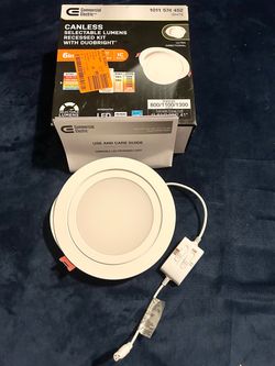 Ceiling Light Recessed LED 6 in. Elite Series Ultraslim Integrated Adjustable CCT 3-Level Lumen Select Dimmable Canless Commercial Electric