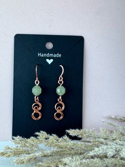 Pure Copper Earrings with Prehnite
