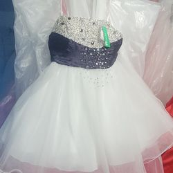 Narianna Strapless White Prom Dress Sz M