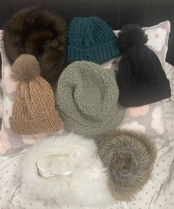 5 Winter hats And 2 Faux Fur Scarf $20 For All 