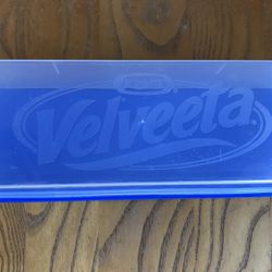 KRAFT VELVEETA CHEESE KEEPER CONTAINER, BLUE BASE AND CLEAR LID