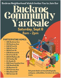 Community Yard Sale Sat Sept 6 8am-2pm