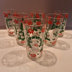 Vintage Hazel Atlas Christmas Drinking Glasses Set of 6