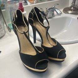 Gianni Bini Shoes | Gianni Bini Black and Gold Heels | Color: Black/Gold | Size: 98