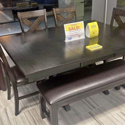 Kelly Six Piece Dining Room Table Set With Bench $6 99 With Easy Finance