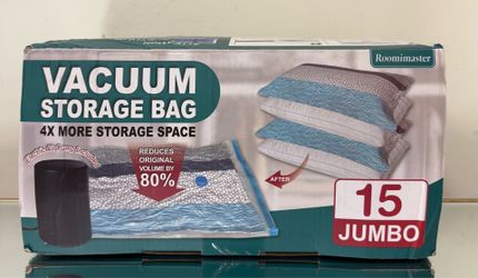 Vacuum storage bags with pump, 15pcs jumbo, new