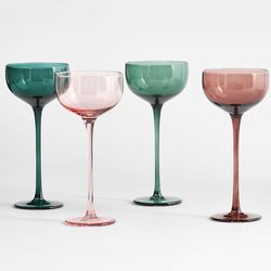 Crate & Barrel Aperitif Hand Blown Long Stemmed Glasses Set of 4
