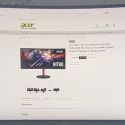 Acer Nitro 34' Curved Gaming Monitor 