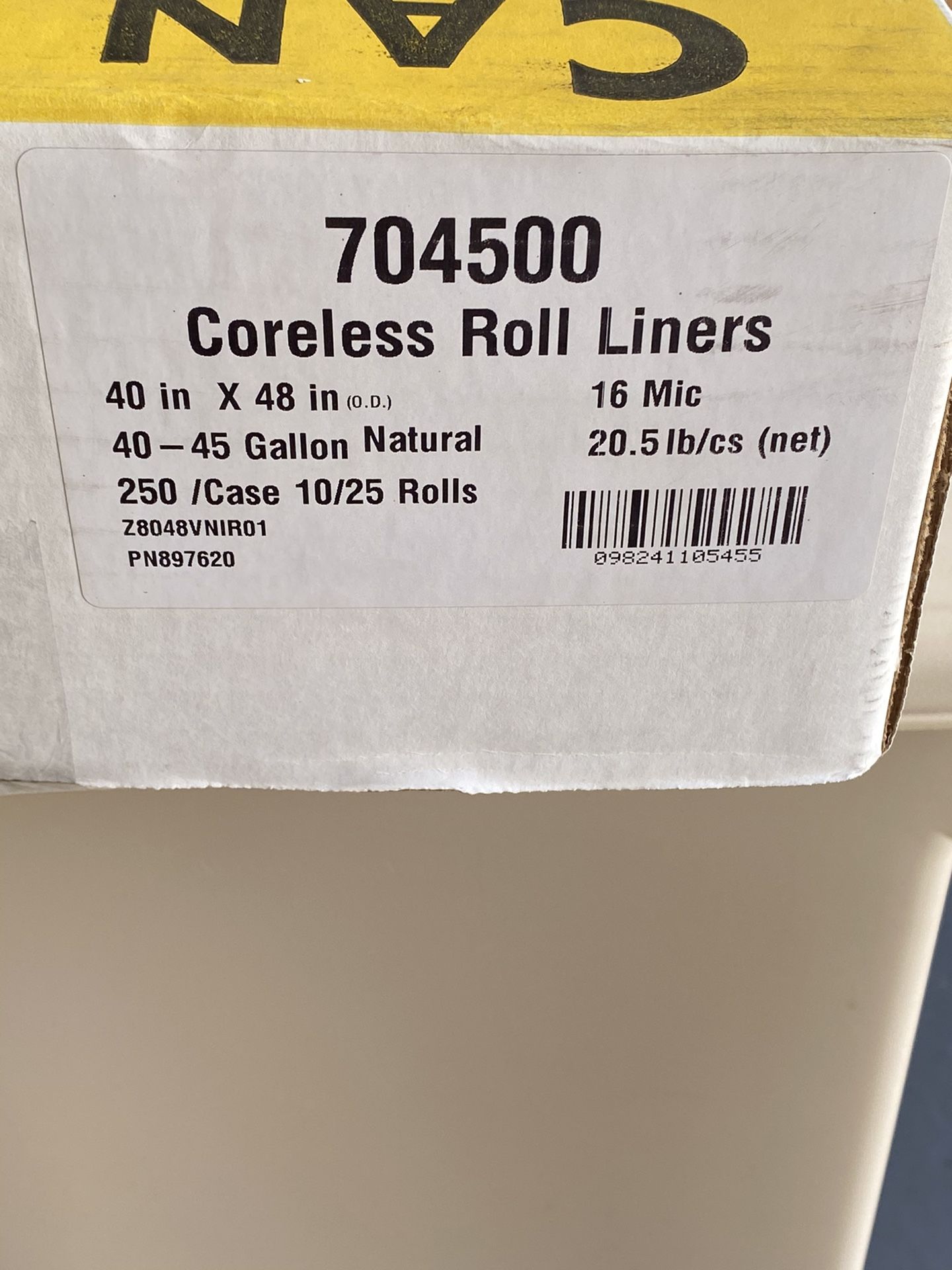 Large Rubbermaid trash bin (includes case of trash bags) Business equipment