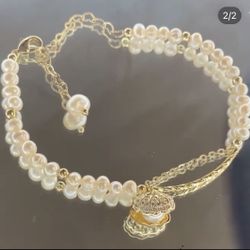 Nácar shell bracelet, gold plated 