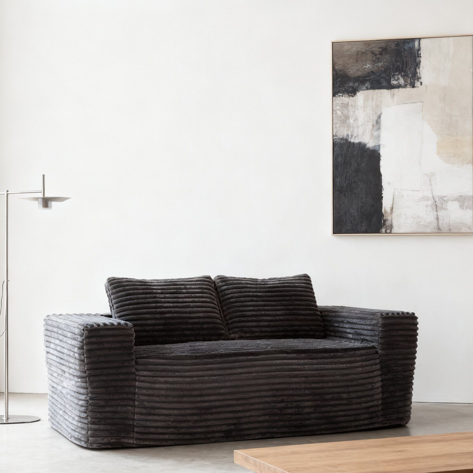 Sofa in a Box Memory Foam 2-Seater Corduroy Couch Memory Foam Couch No Installation & Easy to Transport,Floor Sofa Lounge for Living Room Bedroom Loun