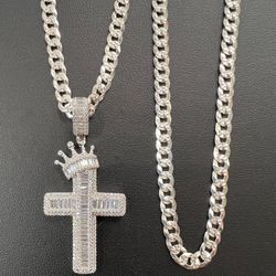 Crown Cross Pendant Necklace 
