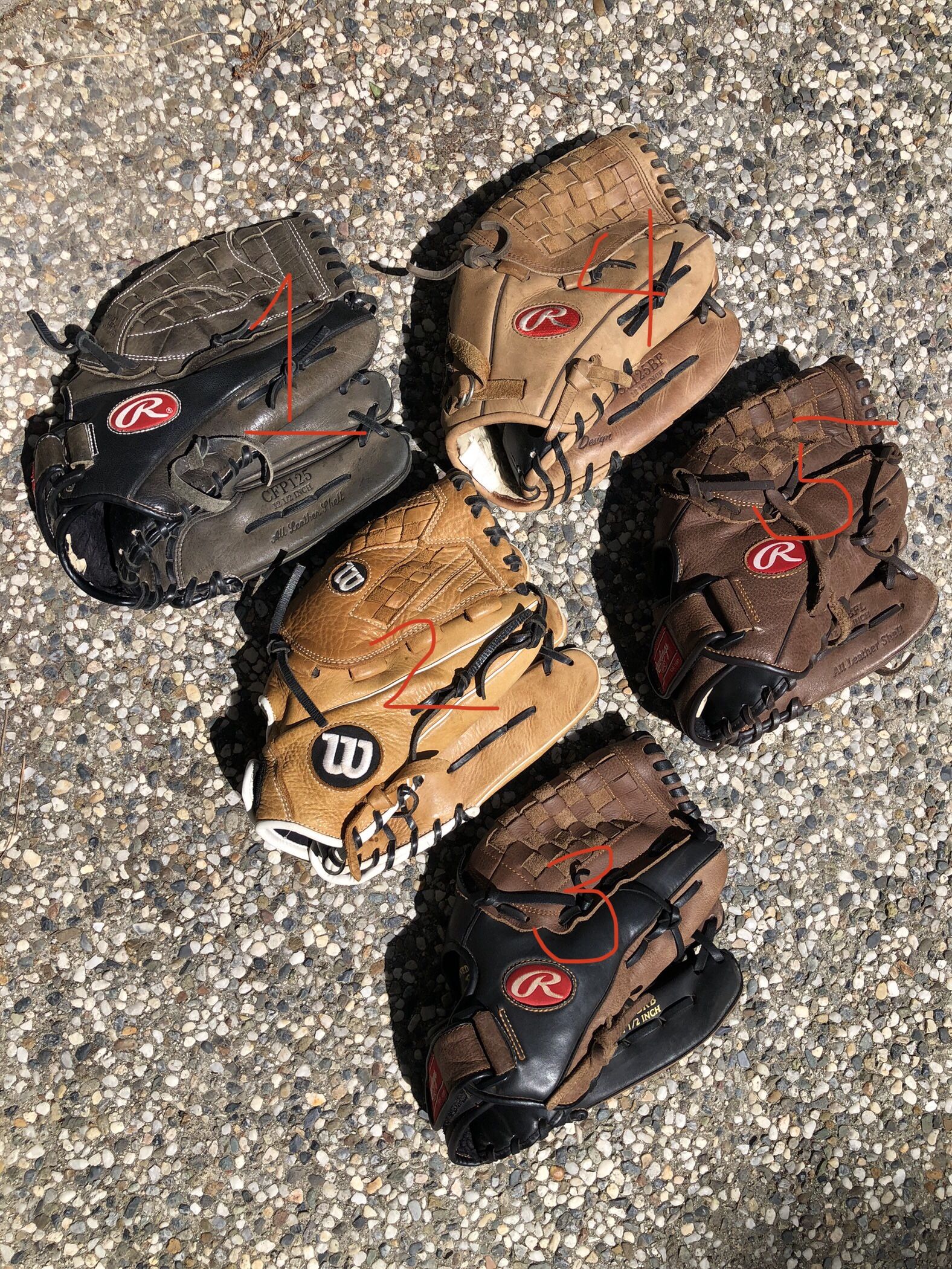 Rawlings / Wilson 12.5” Baseball/ Softball Gloves