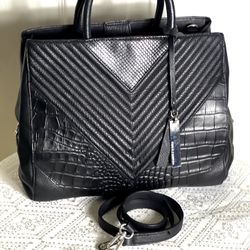 VINCE CAMUTO💥VINTAGE~RARE💥DELMA Black Leather Satchel Bag