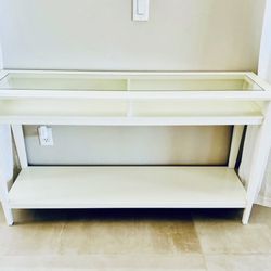 Pretty IKEA white glass table, and side end table