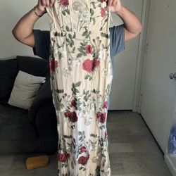 Cream Colored Dress with Roses