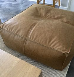 Faux Leather Pouf