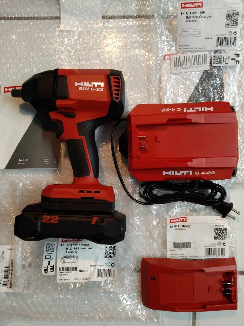 New SIW 6-AT 22-Volts 1/2 In. Cordless Brushless Impacto Wrench Kit 4.0 Lithium-ion Battery Pack Charger And Bag