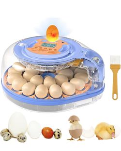 Incubators for Hatching Eggs, FAMEWARE 26 Egg Incubator with Voice Control, Auto Turning, Auto Humidity, °F/°C Switch & Egg Candler, Fits Chicken Bird