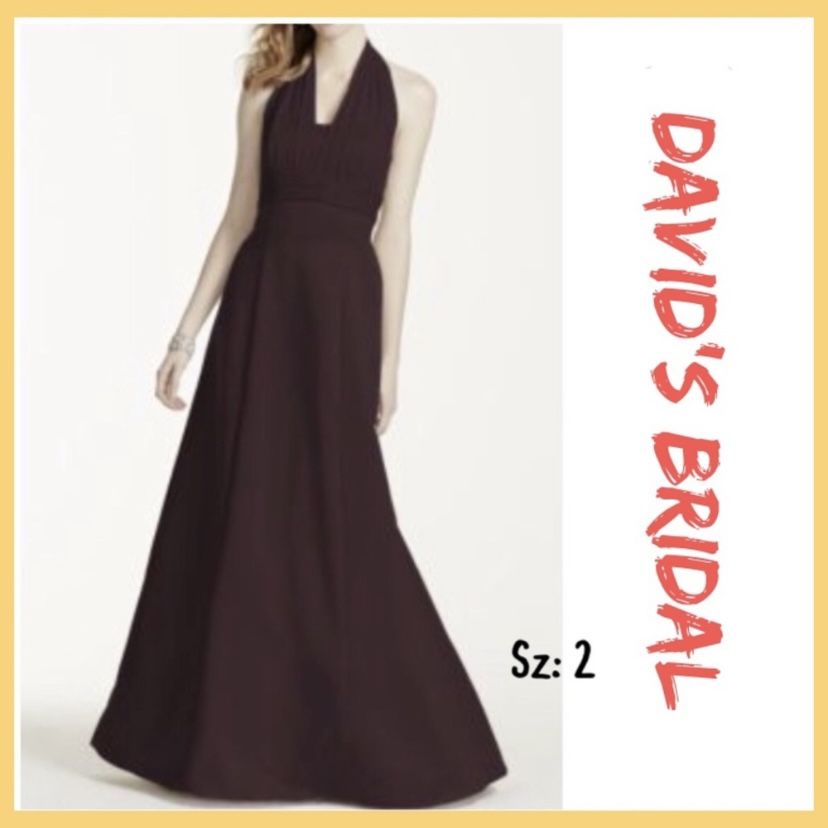 NWT Womens Davids Bridal Brown Gown Sz:2