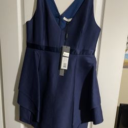 Halston Heritage dress 12 Navy  New Org $445 