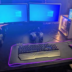 🔥 High End 🔥 Gaming 🎮 PC With Dual Monitors 🖥️ Keyboard, Mouse, and Headset