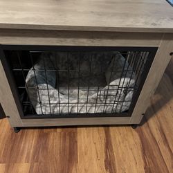 Wooden Dog Crate With A Pet Bed 