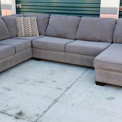Three Piece Grey Sectional Couch Delivery Available 