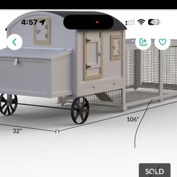 Chicken Coop for 3-5 Chickens, 106in Chicken Coop with Run, Outdoor Chicken Coop with Waterproof Roof 