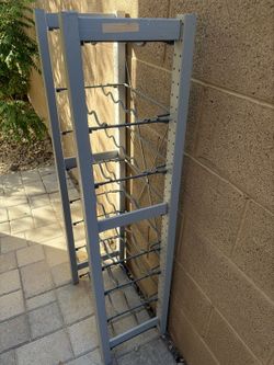 Tall Gray Metal Wine Rack
