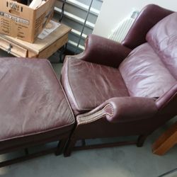 Leather Wingback Chair And Ottoman