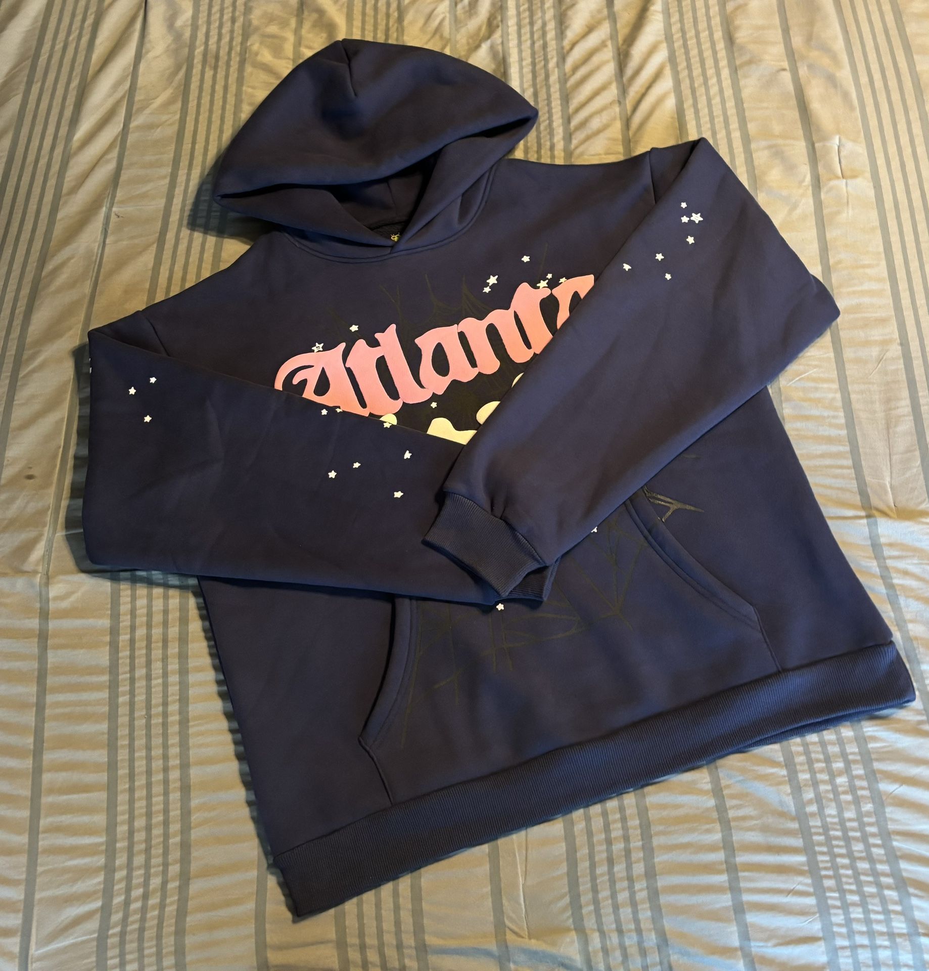 Navy blue sp5der atlanta hoodie. worn twice | Depop Navy Blue